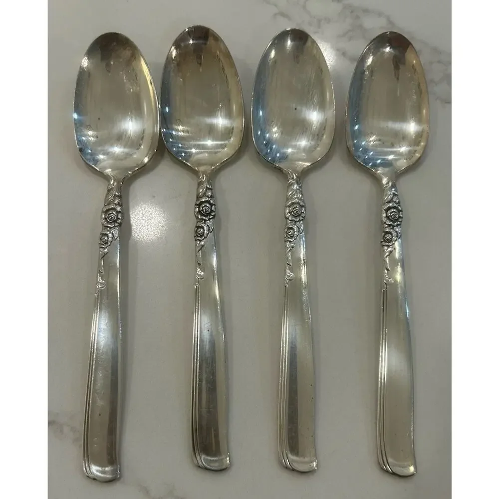 Vtg Oneida Prestige Gay Adventure 1955 Silver‎ Plated MCM Set Of 4 Teaspoons
